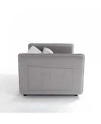 Streamdale Furniture Streamdale 55" Velvet Futon Sofa Bed with Pillows & Side Pockets