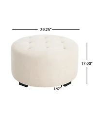 Streamdale FurnitureUpholstered Button Tufted Round Ottoman, Beige, Small version