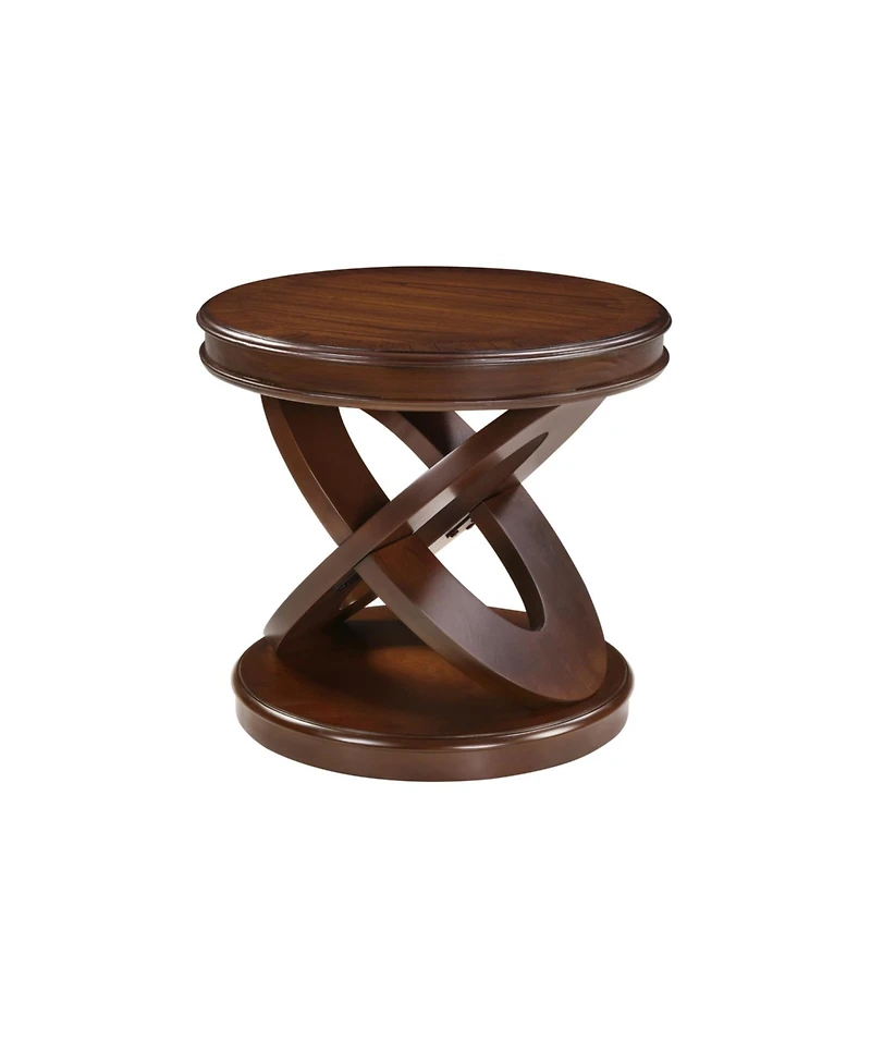 Streamdale Furniture Retro Round Wooden End Table, X-Base