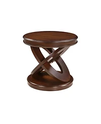 Streamdale Furniture Retro Round Wooden End Table, X-Base