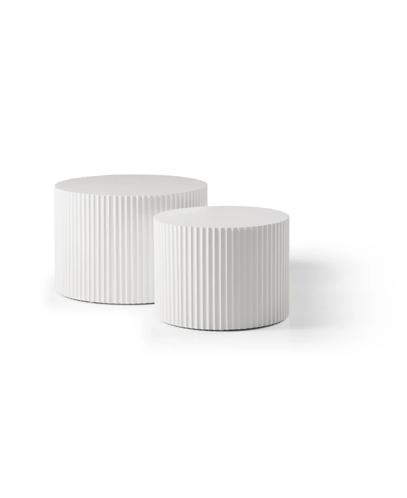 Streamdale Furniture White Round Nesting Coffee Tables (Set of 2)