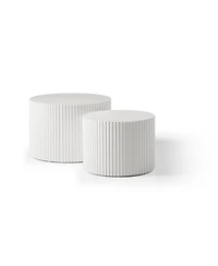 Streamdale Furniture White Round Nesting Coffee Tables (Set of 2)