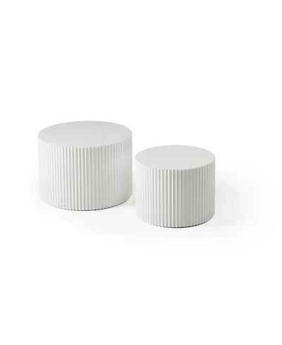 Streamdale Furniture White Round Nesting Coffee Tables (Set of 2)