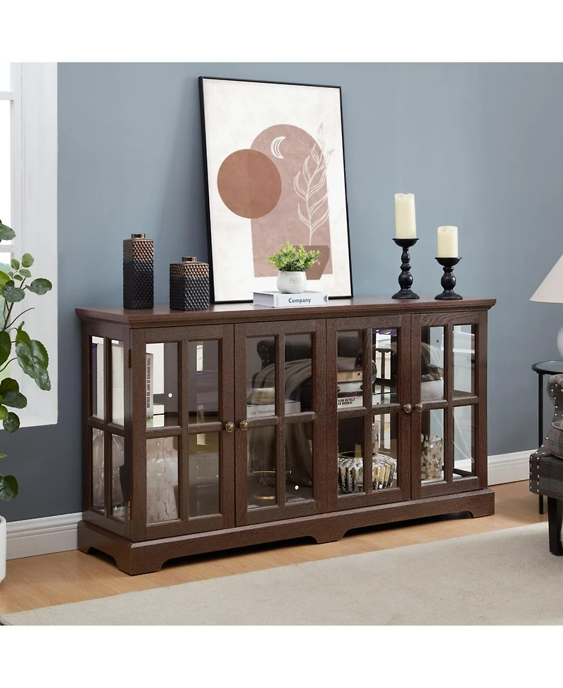 Streamdale Furniture Led Curio Cabinet with Adjustable Shelves and Vintage Design