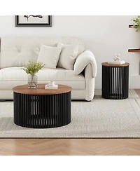 Streamdale Furniture Acacia Wood Coffee Table - 30" Round Easy Assembly