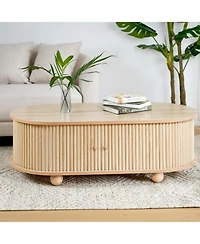 Streamdale Furniture Oval Side Table with Accordion Door & Storage