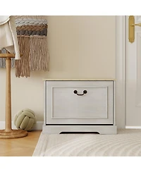 Streamdale Furniture Streamdale Shoe Storage Bench - Flip Drawer & Adjustable Shelf - Antique White
