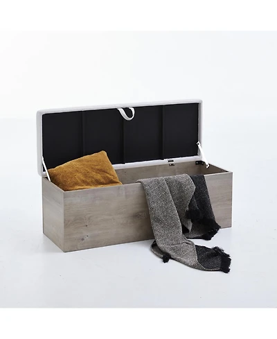 Streamdale Furniture Shelton Ivory Chenille Storage Bench