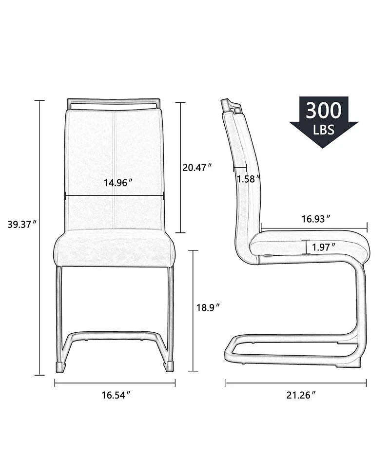 Streamdale Modern Pu Leather Dining Chairs, Golden Legs (Set of 2)