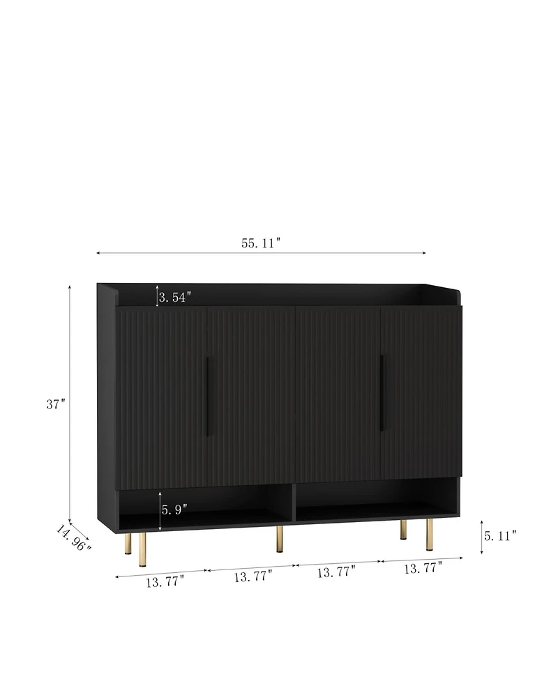 Streamdale Furniture Streamdale Black Sideboard Shoe Cabinet with Adjustable Shelves
