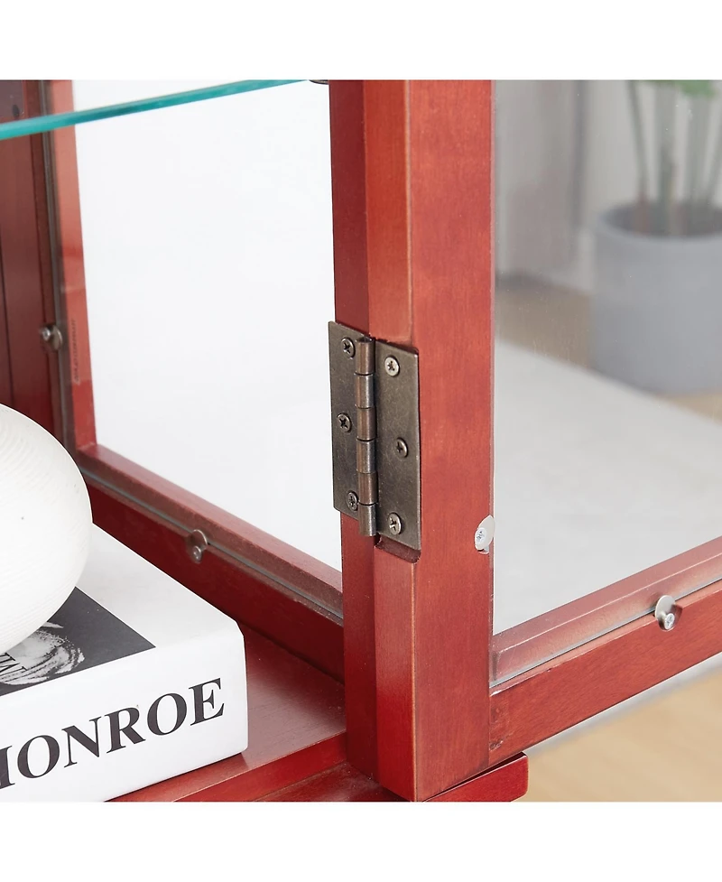 Streamdale Furniture Lighted Glass Curio Cabinet - Cherry Finish