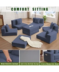 Streamdale Furniture Streamdale 10-in-1 Corduroy Convertible Sectional Sofa with Pillows