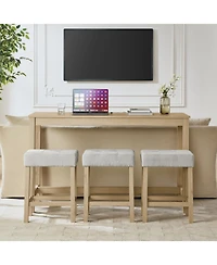 Streamdale Furniture 59" Bar Table Set w/ Power Outlet & 3 Stools