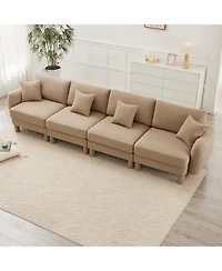 Streamdale Furniture Boucle 4-Seater Sofa, Shell Armrests, Coffee