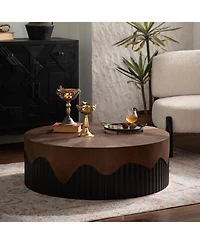 Streamdale Furniture 39" Round Coffee Table - Handcrafted Relief Pedestal