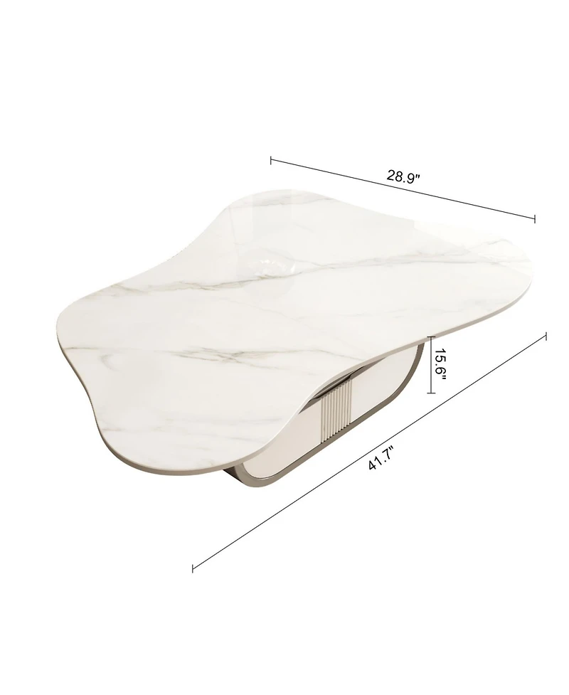 Streamdale Furniture Butterfly Coffee Table - Sintered Stone Top, Storage & Drawer