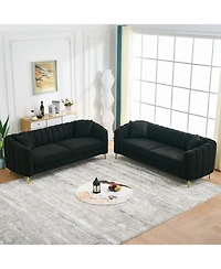 Streamdale Furniture Streamdale Oversized Chenille Sofa, Modern Tufted Couch, Gold Legs