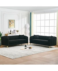 Streamdale Furniture Streamdale Oversized Chenille Sofa, Modern Tufted Couch, Gold Legs