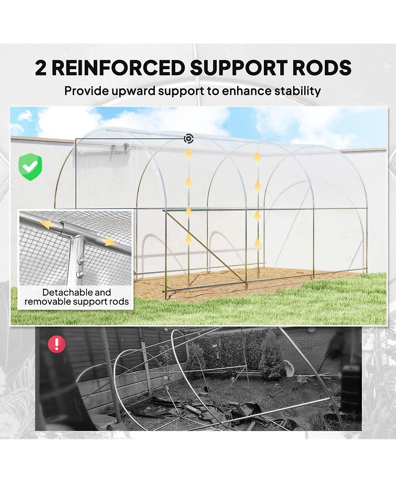 Outsunny Hoop house with Support Rods, Walk-in house,