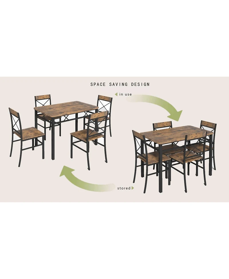 Streamdale Furniture Rustic Brown Dining Table Set for 4