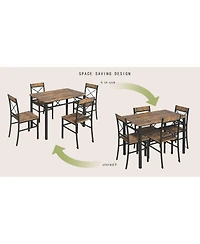 Streamdale Furniture Rustic Brown Dining Table Set for 4