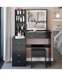 Streamdale Furniture 37" Led Mirror Vanity Table with Stool