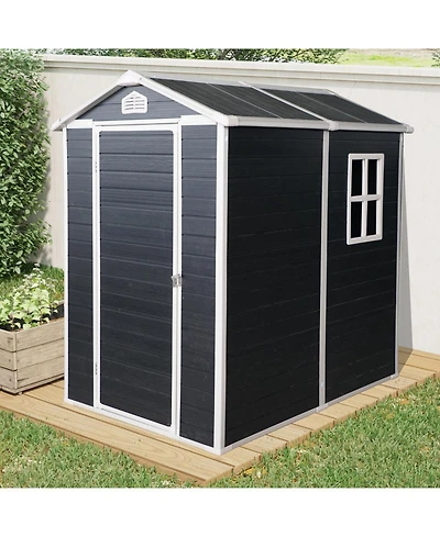Streamdale Furniture 4 ft x 6 ft Outdoor plastic Storage Shed with floor, Black