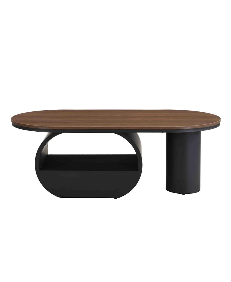 Streamdale Furniture Luxury Industrial Oval Coffee Table w/ Drawer