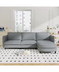 Streamdale Furniture Streamdale 107.8" 3 Seater L-Shaped Sofa Couch with Ottoman & Pockets