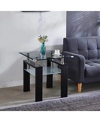Streamdale Furniture Clear Glass Top Side Table, 24"x24"x24" End Table, Modern Design For Home