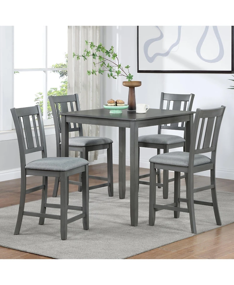 Streamdale Furniture Counter Height Chairs Set of 4, Padded Seat, Gray