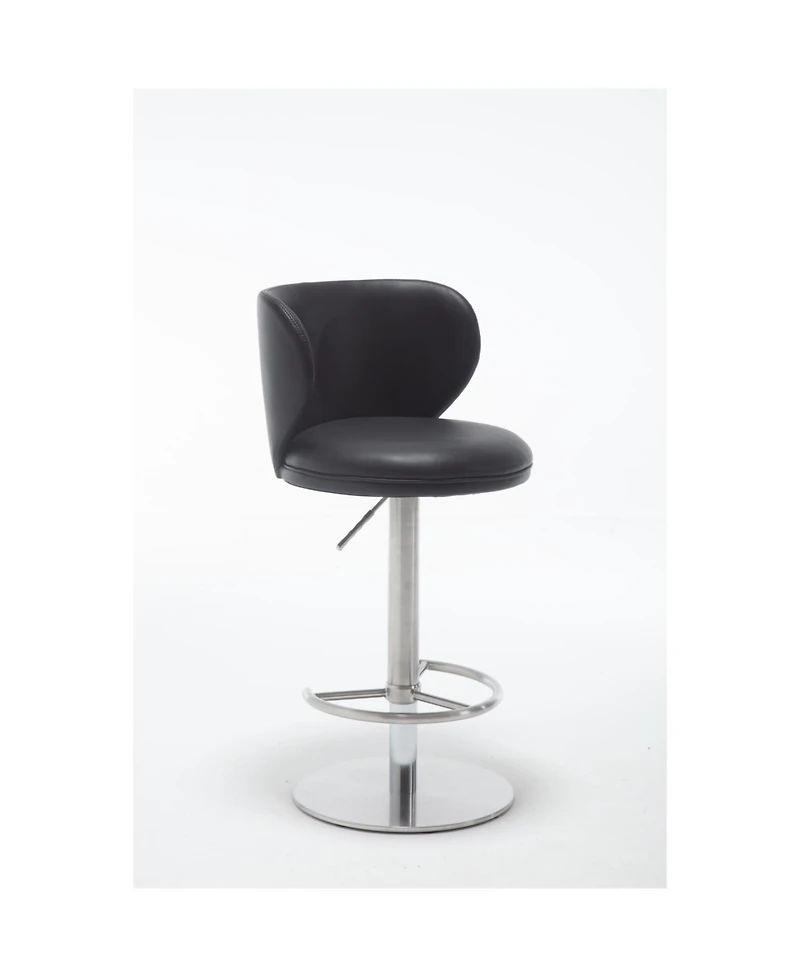 Streamdale Furniture Titanium Leather Bar Stool, Swivel Adjustable Height