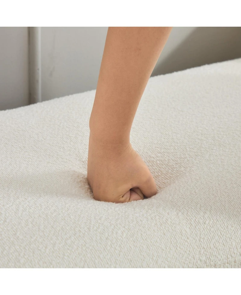 Streamdale Furniture + 1 Pc. + Ivory Boucle + Elegant Upholstered + Bench/Daybed