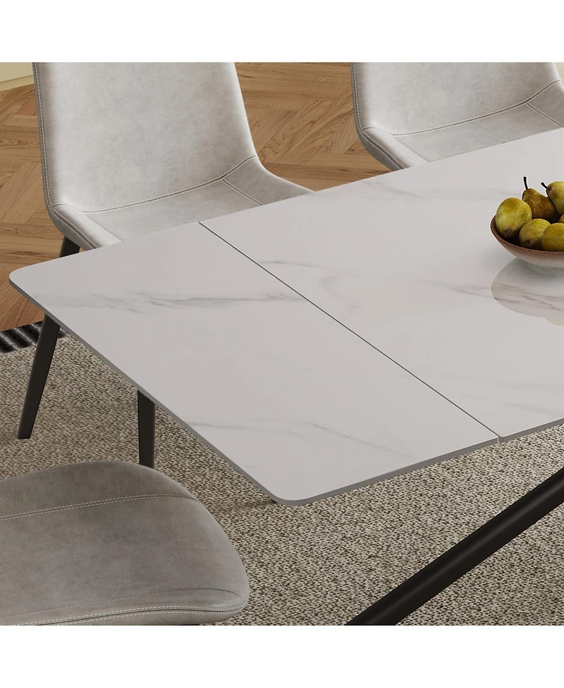 Streamdale Furniture Retractable Sintered Stone Dining Set (Table + 4 Chairs)