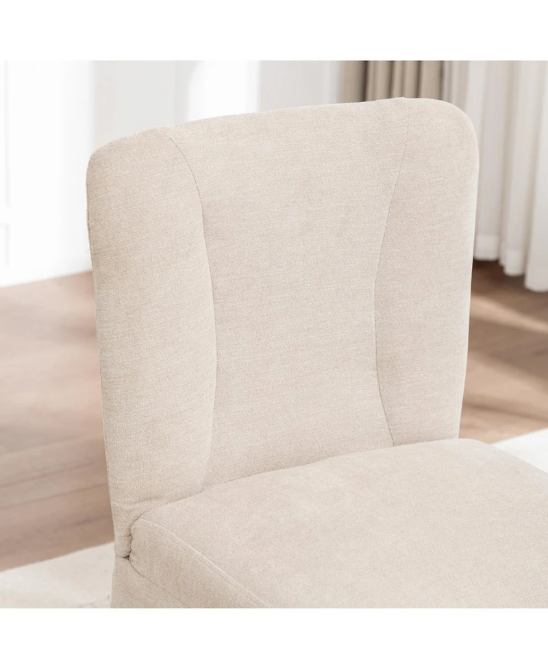 Streamdale Furniture Linen Dining Chairs Modern Fabric Side Chairs Padded Seat Set of 2 (Beige)