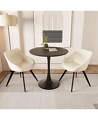 Streamdale Furniture Black Mdf 31.5" round dining table set with 2 faux leather chairs