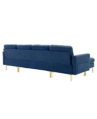Streamdale Furniture L-Shape Convertible Sectional Sofa with Ottoman