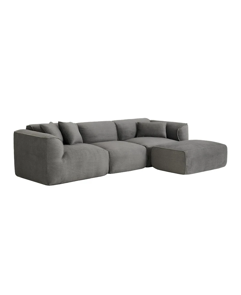 Streamdale Furniture Luxury Velvet 4-Seater Sofa with Footstool & Throw Pillows