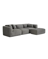 Streamdale Furniture Luxury Velvet 4-Seater Sofa with Footstool & Throw Pillows