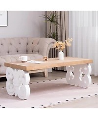Streamdale Furniture Ornate Wood Coffee Table - Farmhouse Style, Carved Base.