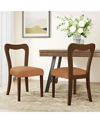 Streamdale Furniture Dining Chair Without Arm(walnut+caramel) Set of 2