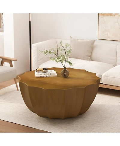 Streamdale Furniture 35.4" Modern Waterproof MgO Cement Coffee Table (Wood Grain