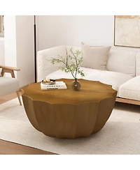 Streamdale Furniture 35.4" Modern Waterproof MgO Cement Coffee Table (Wood Grain