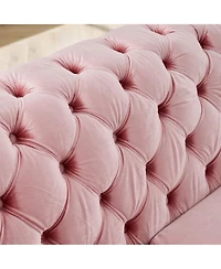 Streamdale Furniture L-Shaped Chesterfield Velvet Sectional Sofa, Gold Accents, 5 Pillows