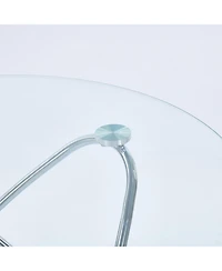 Streamdale Furniture Modern Tempered Glass Dining Table with Chrome Legs