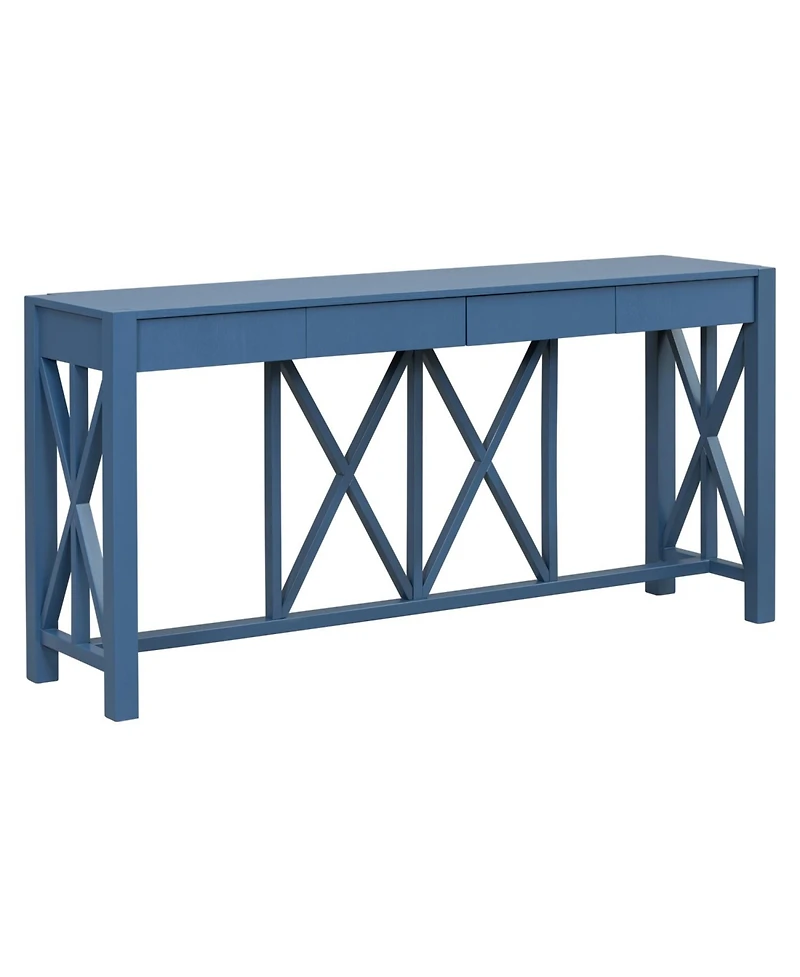 Streamdale Furniture 60" Acacia Console Table - Crisscross Design & 4 Drawers