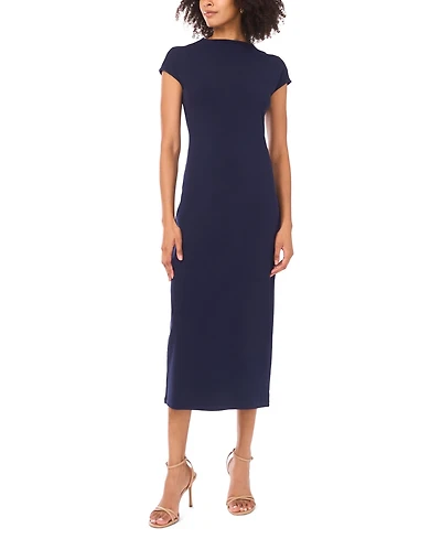 Vince Camuto Women's Mock Neck Cap-Sleeve Midi Dress