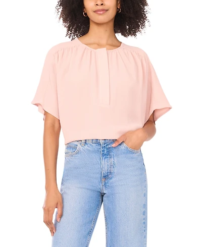 Vince Camuto Women's Front Shirring Crewneck Blouse