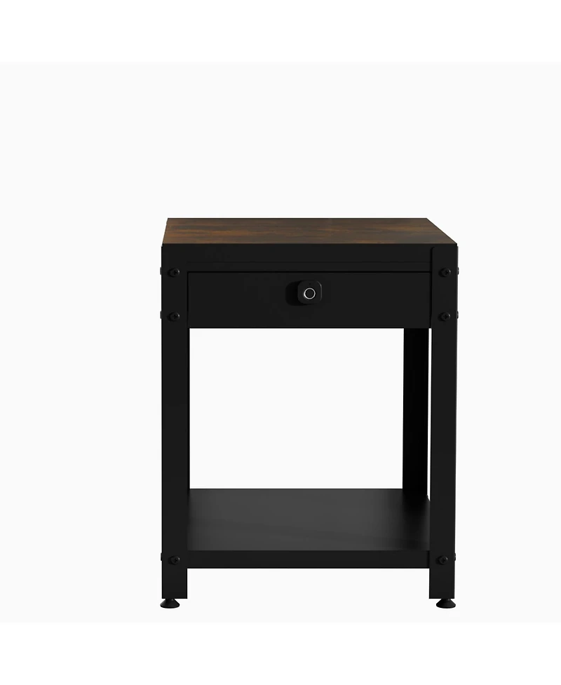 Streamdale Furniture Square Double-Layer Coffee Table w/ Hidden Compartment & Fingerprint Lock