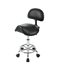Streamdale Furniture Ergonomic Saddle Stool with Back & Foot Rest, Rolling Adjustable Swivel Chair